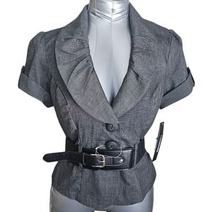 NWT MyMichelle Women's Top Size L - Printed Mock Neck Blouse